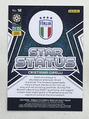 Cristiana Girelli 2023 Donruss FIFA Women's World Cup Star Status Red /299 #12 - Picture 2 of 2