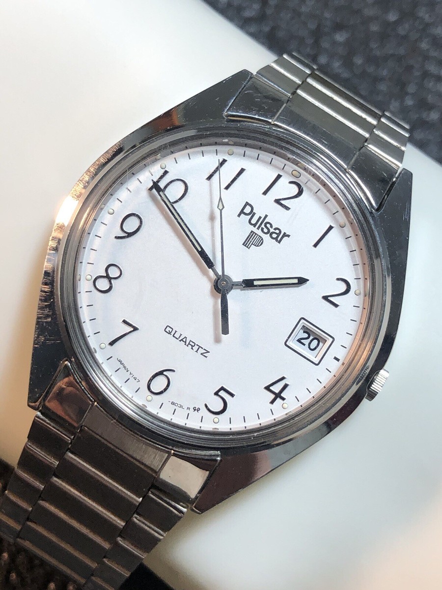 Vintage PULSAR by Seiko Men's Watch Stainless Steel Y147-8009 36mm