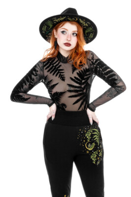 Restyle Witchy Sexy Bodysuit - Forest Witch Fern - Velvet Cotton One-Piece