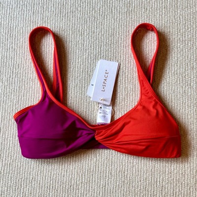 L*Space Swim Cardi Bikini Top Size Small Orange Purple New NWT