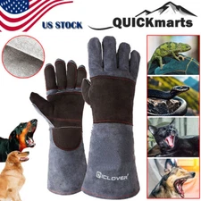16In Animal Handling Leather Gloves Snake Bite Proof Dogs Cats Scratch Protector