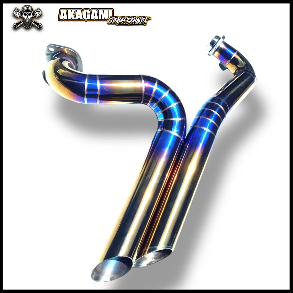 Escape personalizado azul-dorado 2 en 2 apto para Harley-Davidson Dyna Fat Boy 1991-2017 Foto 2 de 3