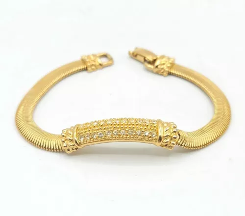 Vtg Bracelet CHRISTIAN DIOR Crystals Designer Signed High End Gorgeous Jewelry 