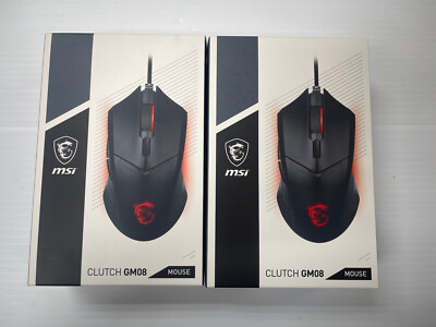MSI Clutch GM08 4200 DPI Optical Wired Gaming Mouse with Red LED LOT OF 2 Deal