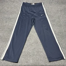 Nike Basketball Dri-FIT Track Pants Large Blue White Zip Pockets Polyester Mens
