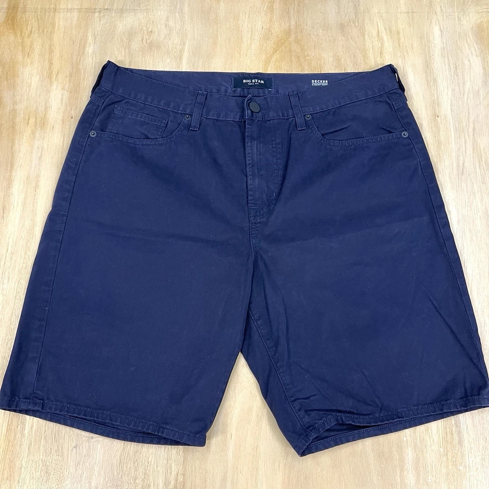 Pantalones Cortos Big Star Decker 5 Bolsillos Para Hombre 35x9 Algodón Azul Marino Chino Golf Calce Relajado Foto 2 de 4