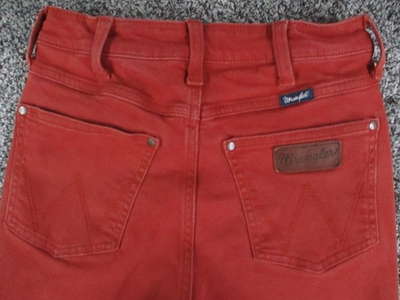 #ad Wrangler Retro Jeans Womens 24x35* Red Rust High Rise Boot Cut Denim Western $29.74