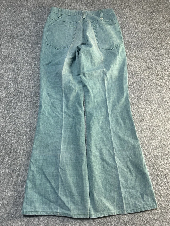 Vintage 1970s turquoise blue dickies mega flare size 28 X 32 men’s Pants Talon - Image 3 of 4