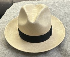 Whole Earth Panama Straw Hat Fedora USA Hand Woven in Ecuador 7-7 1/8