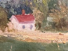 Wonderful Folk Art Country Farmstead Showing Harmony Rich Colors Beautiful Frame