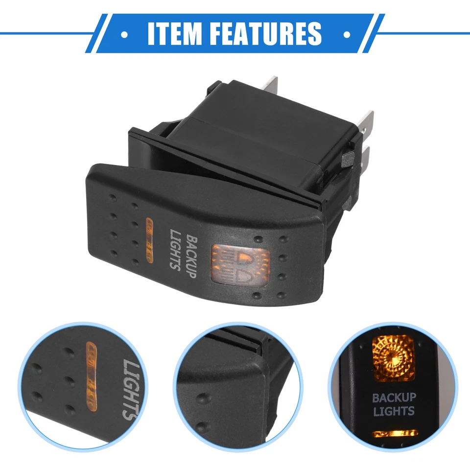 2Pcs Interruptor 5P LED 20A/12V 10A/24V ON/OFF para Coches, ABS, Naranja - Imagen 4 de 4
