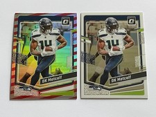 (2) 2023 Panini Donruss Optic DK Metcalf #175 Freedom Prizm SP + Base Seahawks