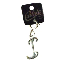 Carlyle Letter I Zipper Pull Purse Bracelet Charm Alphabet Initial Silver Tone