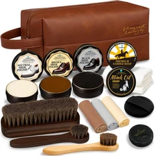 16-in-1 Shoe Polish Kit – Black/Brown/Neutral Shoe Wax, Saddle Soap... Fas