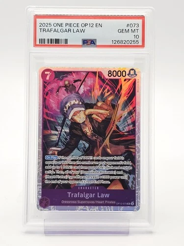 TRAFALGAR LAW 2025 ONE PIECE LEGACY OF MASTER SUPER RARE OP12-073 A PSA 10 Q4444