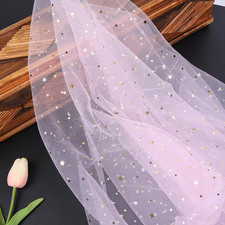 8Yards 59" Wide Glitter Tulle Fabric Star Moon Sequin Tulle Fabric