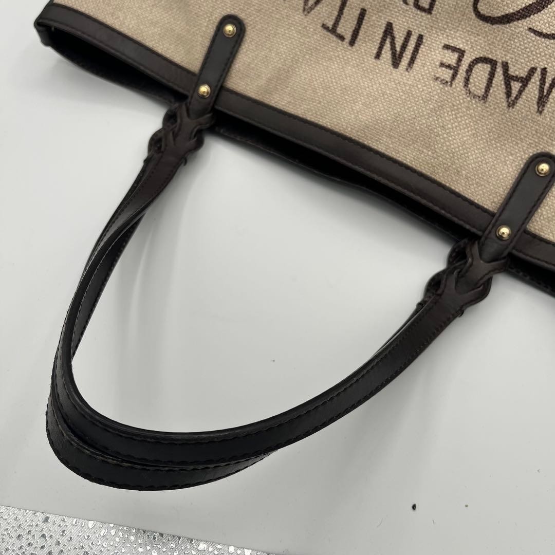 GUCCI Canvas Leather Tote Bag with Pouch Brown Made in Italy, A4 Size, Authentic thumbnail 8