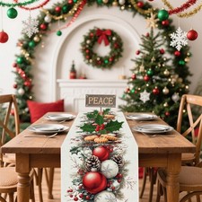 Christmas Table Runner, Seasonal Winter Kitchen Table Decoration, Suitable for
