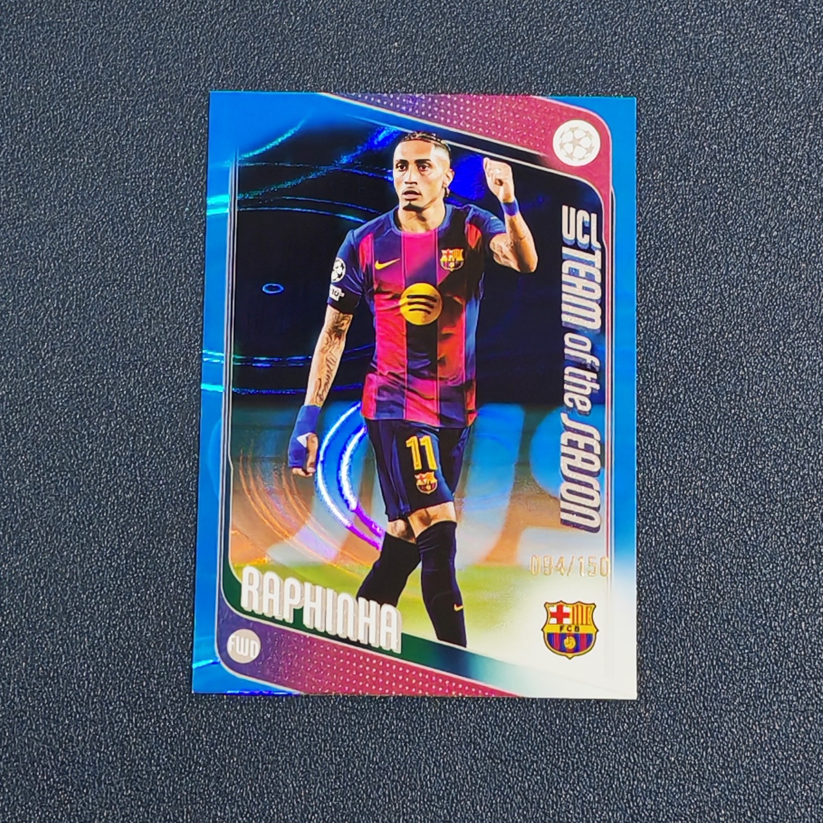 RAPHINHA 2025-26 Topps UEFA UCL Team Of The Season #97 Blue Raindrops 094/150