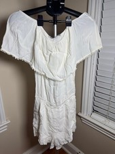 NWT Fraiche by J White Off Shoulder Romper Size Small Made in USA Boho Ruffle