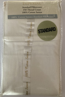 Imperial Collection Two Standard 100% Sateen Cotton Pillowcases 350 Thread Count