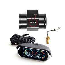 2-in-1 Auto Car Lcd Meter Digital Voltage Water Temperature Fuel 38mm Black