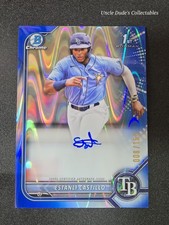 2022 Bowman Chrome Estanli Castillo Prospect Autographs Blue RayWave #/150
