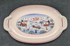 Villeroy & Boch NAIF CHRISTMAS Two Handled Pickle Dish Plate Serving Tray 10.25"