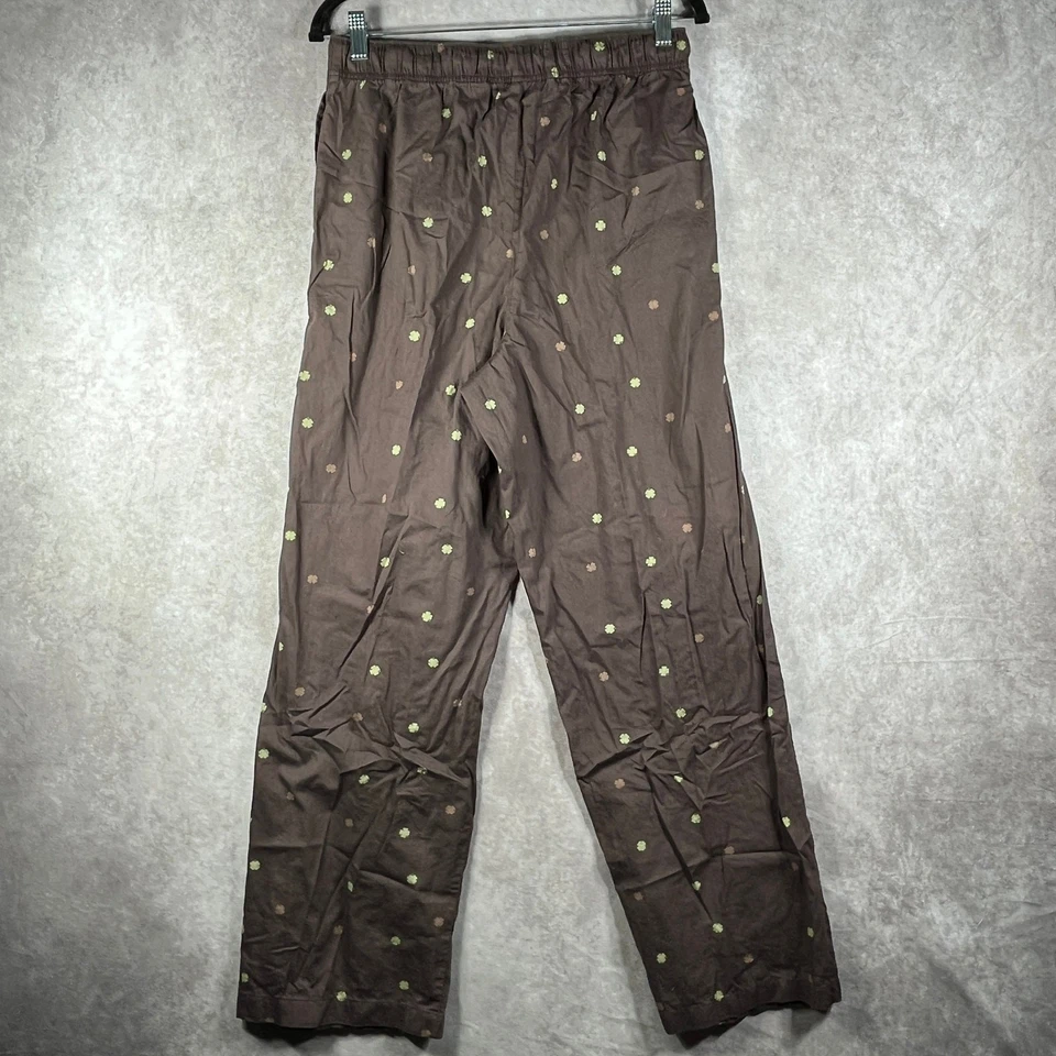 Pantalones de pijama Lucky Brand para hombre medianos marrón estampado de hojas de trébol bolsillos con cordón Foto 3 de 4