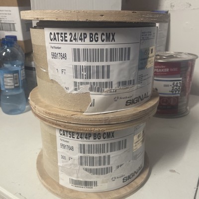 Lot Of 2 Southwire 300 ft. Tan 24/4 Solid CU CAT5e CMR-CMX Indoor/Outdoor Cable