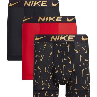 NWT Nike Men's Essential 3Pk Micro Boxer Briefs Black/Red/ Gold  KE1157714 Sz M