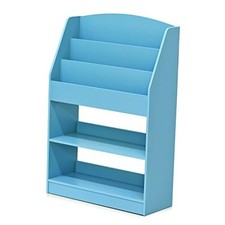 LOVA Book Shelf, 5-Tier Magazine Bookshelf, Bookcase with 3-Row Light Blue