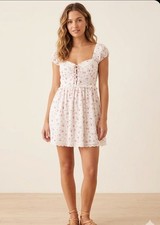*NWT* Forever 21 Floral Lace Up Eyelet Mini Dress Cottagecore Boho Size XL