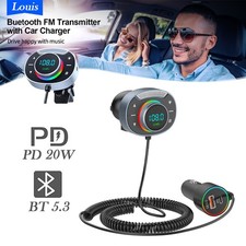 QC PD Fast Charge Bluetooth FM Transmitter Car Adapter with LED AUX MP3 Player