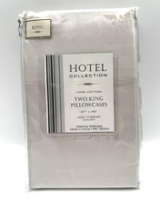 KING Pillowcases Pair 2 400 TC Tan Beige Solid Hotel Collection Classic NIP