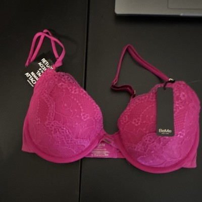 BeMe New York Pink Lace Push Up Bra 34C Adjustable Underwire Floral BMRT004