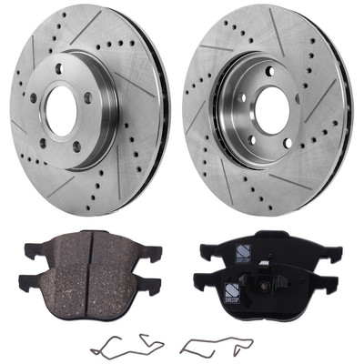 Front Brake Disc Rotors and Pads Kit for Ford C-Max Focus Volvo C30 S40 04-11