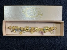 VTG Kirks Folly Love Remember Joy Peace Charm Bracelet - Signed in Box