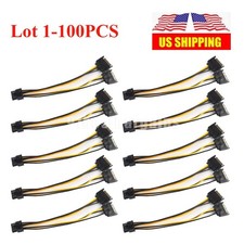 Lot Dual 15Pin SATA Male to PCIe 8Pin 6 2 Video Card Power Adapter Cable 20CM