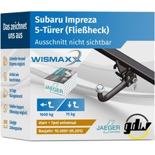 ANHÄNGERKUPPLUNG für Subaru Impreza 07-12 starr GDW +7pol E-Satz ABE