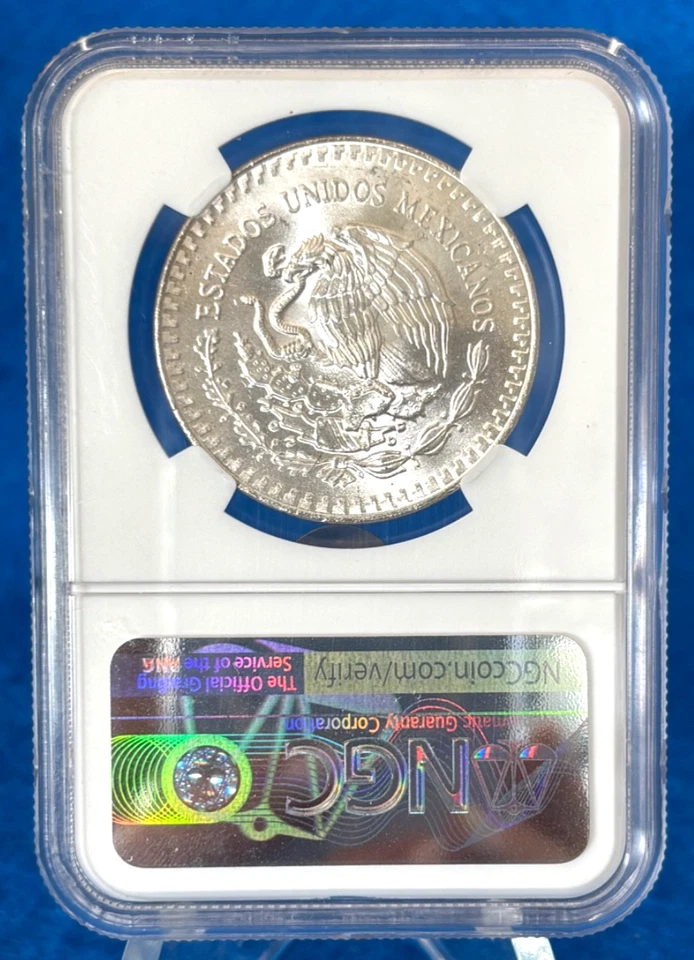 1984 Mexico Silver 1 Onza .999 Silver NGC MS66 - Image 2 of 2