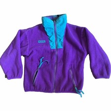 Columbia Jacket Girl Small Aztec Fleece USA Purple Full Zip Portland Vintage