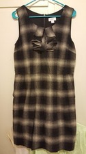 MINT ANN TAYLOR LOFT WOOL BLEND BLACK WHITE DRESS SIZE 10 ABOVE KNEE