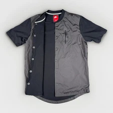 Nike Mens Tech Hybrid Bomber Sz M Black Short Sleeve Snap Down Jacket 678614 010