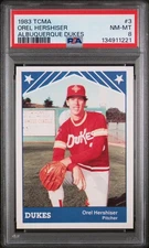 1983 TCMA Albuquerque Dukes Orel Hershiser Minor Rookie RC PSA 8 NM-MT