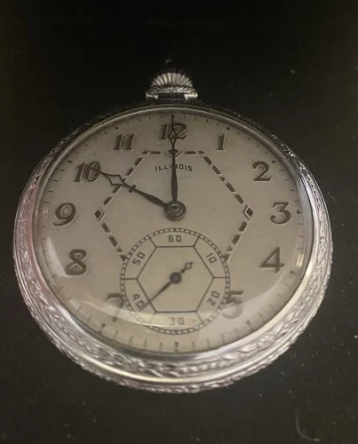 Illinois Springfield Watch 17 Jewels Antique Pocket Watch Mechanical Silver Case