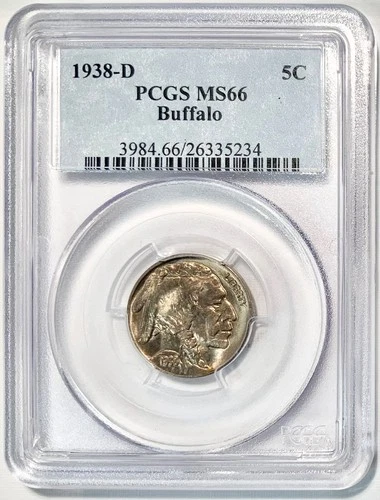 1938-D Buffalo Nickel PCGS MS66 Great Eye Appeal Strong Strike Flashy Luster