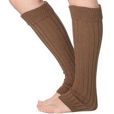 Women's Knee-High Cable Knit Ribbed Leg Warmers   Cozy Winter Wear
