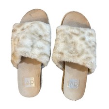 DV by Dolce Vita Womens Leopard Faux Fur Platform Slide Sandals Size 6
