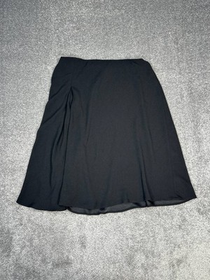 Spanx Carefree Crepe Asymmetrical A Line Skirt Womens Large Black Satin Lining